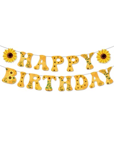 Elaliyi Sunflower Happy Birthday Banner Birthday Party Decorations Sunflower Themed Party Supplies