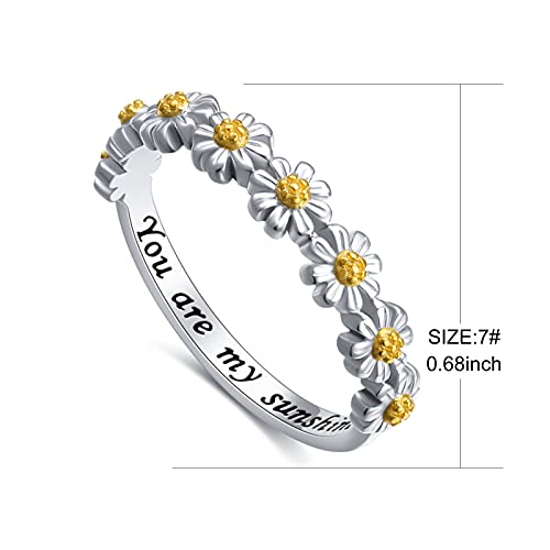 Ladytree Sterling Silver You Are My Sunshine Daisy Ring For Women Mom Daughter Mothers Day Flower Jewelry Size 7 thumb #6
