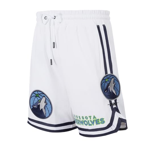 Pro Standard Mens NBA Minnesota Timberwolves Classic Chenille Athletic Short White