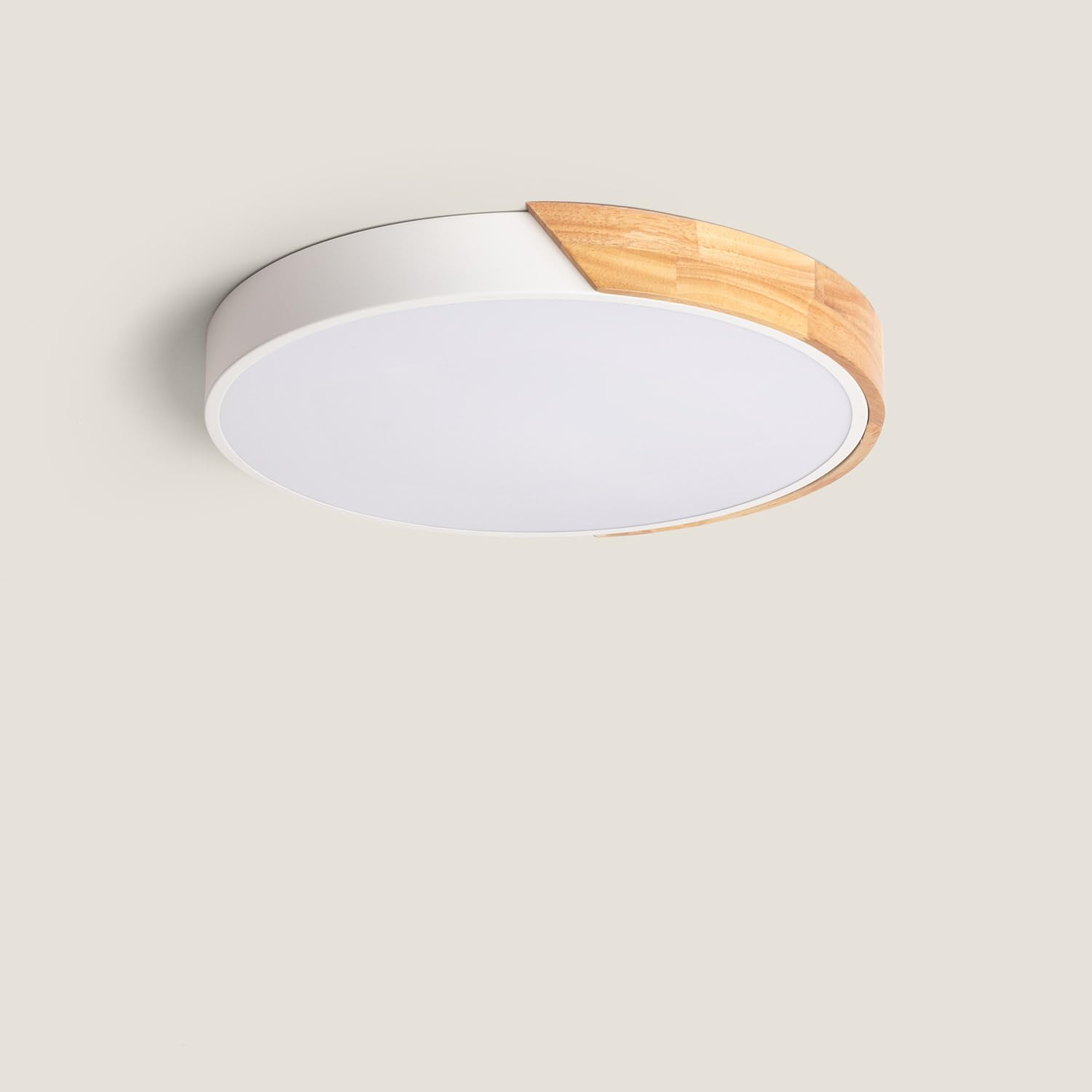 LEDKIA Plafón LED 24W Circular Madera y Aluminio Ø418 mm CCT Seleccionable | Ideal para Cocina, Comedor, Habitación