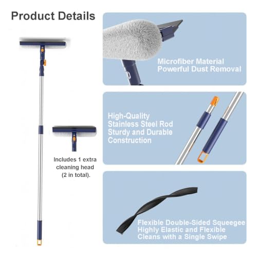Limpiador profesional de ventanas multiusos con brazo largo de 120 cm 6