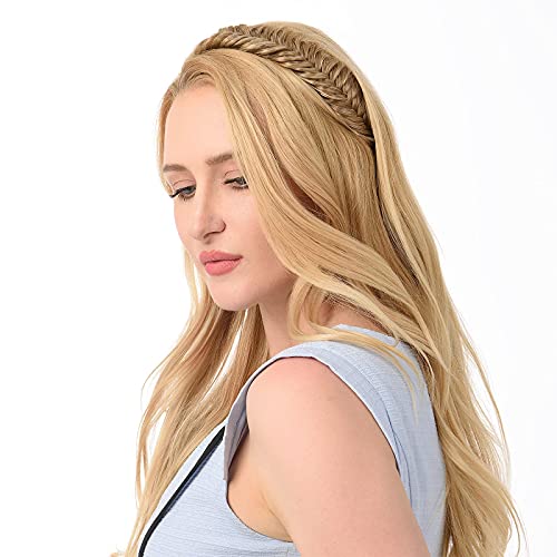 Diguan Wide Fishtail 2 Strands Synthetic Hair Braided Headband Classic Chunky Plaited Braids Elastic Stretch Hairpiece Women Girl Beauty Accessory,59G Bohemian (Highlighted) #TOP5