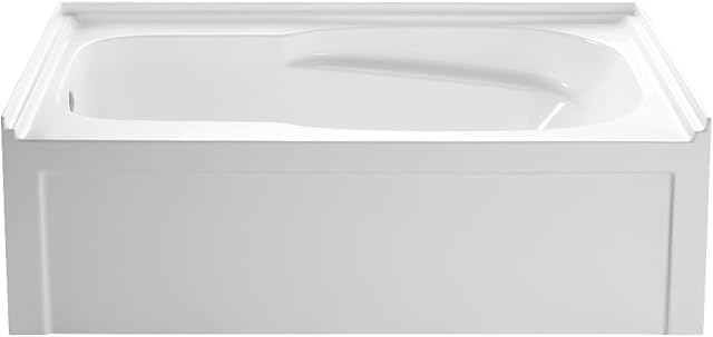 Aqua Eden VTAM6031L21A 60-Inch Anti-Skid Acrylic 3-Wall Alcove Tub with Left Hand Drain Hole, White