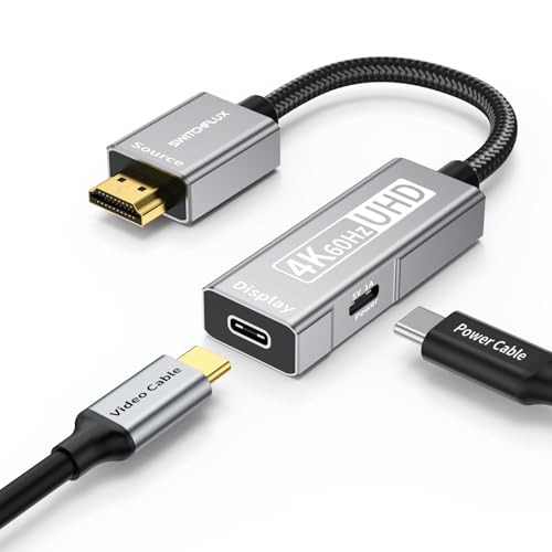 SWITCHFLUX HDMI to USB C Adapter,4K60Hz Uni-Directional HDMI (Source) to USB C (Display) Converter for AR Glasses XREAL One,Air 2 Pro,VITURE Pro,RayNeo Air 2s,PS5,Switch,Xbox,Portable Monitors