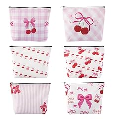 6 Pcs Pink Bow Makeup Bag