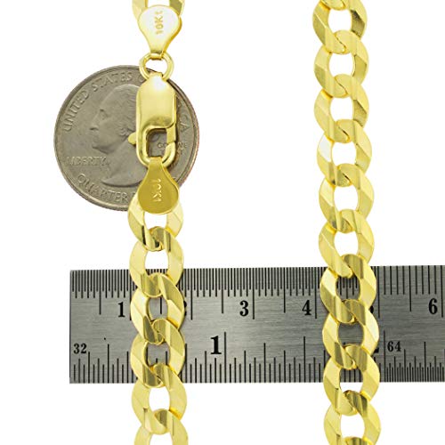 Nuragold 10K Yellow Gold 10Mm Solid Cuban Curb Link Chain Bracelet, Mens Jewelry Lobster Clasp 8" 8.5" 9" #TOP4