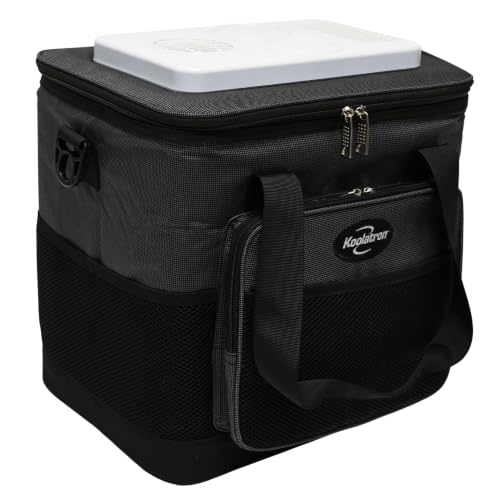 Koolatron Electric Portable Cooler Plug in 12V Car Cooler Bag, 14 qt (13 L) Black/Gray Soft-Sided Portable Car Fridge w/DC Power Cord, Adjustable Shoulder Strap, Cord Storage, Road Trip.
