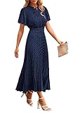 SIZE ATTENTION: S=US 4-6, M=US 8-10, L=US 12-14, XL=US 16-18, XXL=US 20. Casual Long Dresses For Women Are Crafted From High-Quality Material That Embellished With Cute Swiss Dot, The Unique Pattern Adds Visual Interest And Elevates The Overall Style...