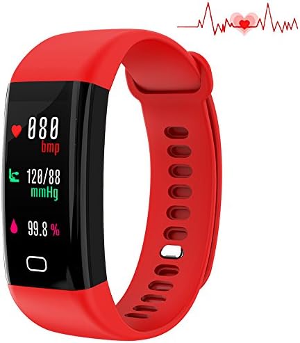 Huangchao Inc Fitness Tracker, Smart Watch 4 Sports Mode, Heart Rate Monitor IP67 Waterproof Activity Tracker, Sleep & Blood Pressure Monitor, Calorie/Step Counter Smart Wristband for iOS Androi