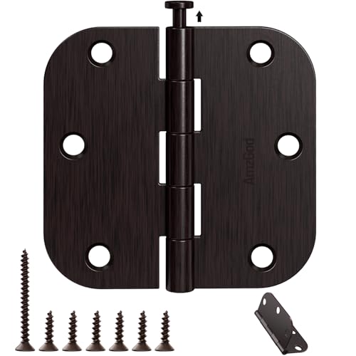 AmzGod Door Hinges Oil Rubbed Bronze - 30 Pack Bronze Door Hinge 3.5 Inch Rounded Interior Door Hinge with 5/8 Radius - 3 1/2 Inch Door Hinges for Residential Standard Indoor Exterior Doors
