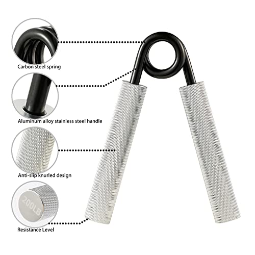 Jin Bd Metal Black Heavy Hand Grip And Wrist Strengthener Gripper - Resistance 250 Lb Metal Exerciser For Hand, Forearm, And Fingers,Sliver(Bold Handle) Stainless Steel #TOP5