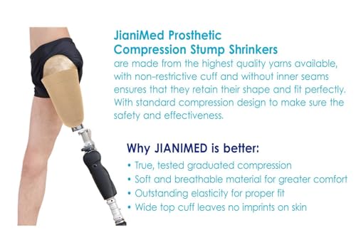 JianiMed Prosthetic Stump Shrinkers– Above Knee, 30cm, Compression, Amputee Socks, 20-30, Daily use, Taiwan Excellence S - Thumbnail 2