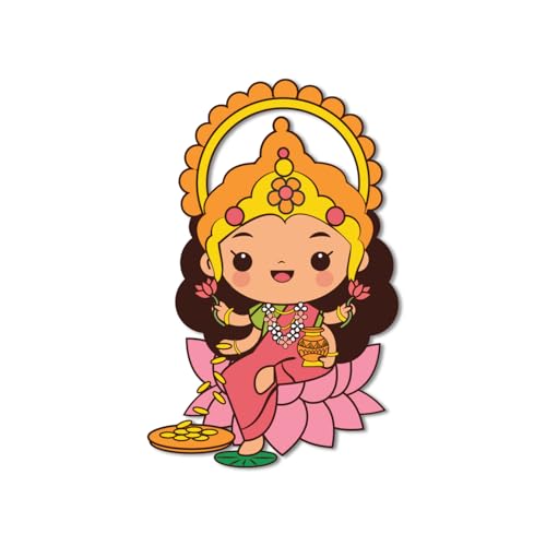Image of Bhai Please Goddess Laxmi Wooden Fridge Magnet (Pack of 1) |Hindu God, Spiritual, Divine, Devotional, Housewarming Gift and Decorations (Goddess Laxmi)