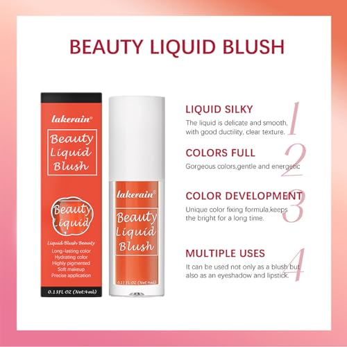 Soft Cream Blush - Orange Liquid Blush - Milk Jelly Blush - Lightweight Blushers for Cheeks Make Up - Long-Lasting Liquid Blush For High-Pigment Colour - Dewy Finish,Natural Looking - Image 7