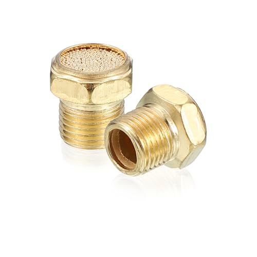 PATIKIL Luft Pneumatische Schalldämpfer G1/8 Männliches Gewinde Pneumatisches Rauschreduzierendes Sechskant Gesinterte Bronze Messing Luftentlüftungsfitting Für Zylinder Ventile 5 Stück