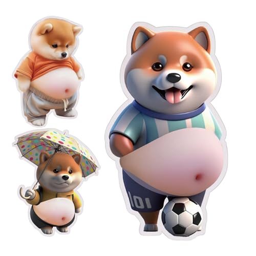 Generisch Shìba Iňu Aufkleber - Weiches Silikon Bauch Drücken Decals Stoßfest 3D Glitzernd Pûffy Hund | Handyhülle Tagebuch Wasserflasche DIY Deko, Kawaii Tier Geschenk Kinder Mädchen Teens