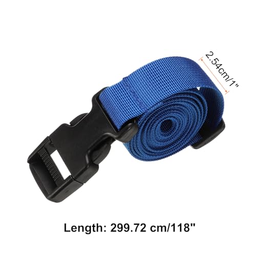 Image of HARFINGTON 2pcs Luggage Straps 1 inch x 118 inch Utility Multi-Purpose Luggage Connector Strap Nylon Adjustable Suitcase Belt with Buckle for Travel Outdoor Bag Luggage Packing Accessories, Blue