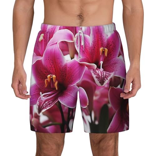 Short de bain séchage rapide rose à fleurs de lys pour homme actif