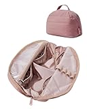 BAGSMART Puffer Kosmetiktasche Damen, Tragbarer Faltbarer Schminktasche, Gepolsterte Make up Tasche, Wasserabweisende Kulturtasche für Toilettenartikel und Pinsel, Dunkelrosa