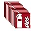 Feuerlöscher Schild 150x150mm PVC nachleuchtend selbstklebend nach DIN EN ISO 7010 F001 | DIN 67510 (Brandschutzzeichen) - 10 Stück