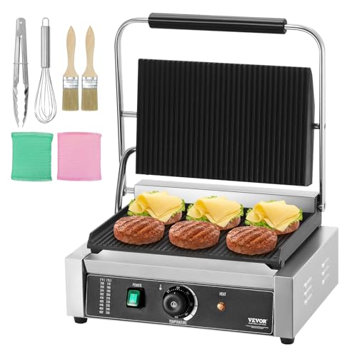 Vevor Parrilla Comercial Eléctrica Para Panini De 2200 W, Acero Inoxidable, Con Control De Temperatura Y Placa Esmaltada Con Ranuras Completas, Para Hamburguesas, Filetes Y Tocino, 430 X 410 X 215 Mm Vevor Parrilla Comercial Eléctrica Para Panini De 2200 W, Acero Inoxidable, Con Control De Temperatura Y Placa Esmaltada Con Ranuras Completas, Para Hamburguesas, Filetes Y Tocino, 430 X 410 X 215 Mm