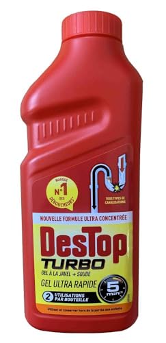 Destop Deboucheur turbo javel et soude gel ultra rapide - La bouteille de 500ml
