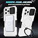 Yarxiawin Phone Case for iPhone 15 Pro Max with Ring Stand Magnetic Black fits Wireless Charger, Camera Lens Protector Cover for iPhone 15 Pro Max Case Shockproof Anti-Slip (White)