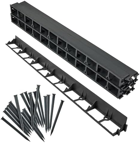 Garronda Rasenkante Beeteinfassung Kunststoff 5,8 cm 8 m 50 Anker GD-0157 | Flexibles Stecksystem mit Befestigungsankern, als Rasenbegrenzung und Beetbegrenzung für Garten, Wege un