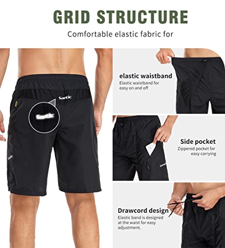 Santic Pantaloncini da Ciclismo da Uomo,MTB Ciclismo Corti 4D Imbottitura Corsa All'aperto Traspiranti, Mountain Bike,Arrampicata,Abbigliamento Bici Sciolti e Casual