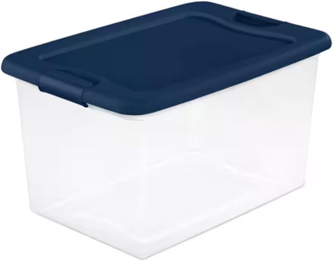 64-Quart Latching Plastic Storage Containers, Marine Blue (Pack of 6) SI49615