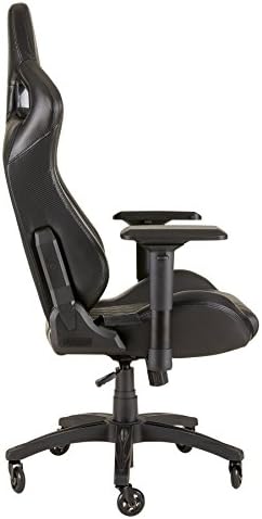 Corsair T1 Race - Faux Leather Racing Gaming Chair, Easy Assembly, Ergonomic Swivel, Adjustable Height & 4D Armrests, Lumbar Support, Comfortable with Recliner - Black