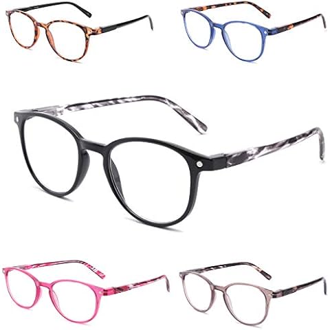 Yuluki 5er-pack Lesebrille Rund für Herren Damen Mode Komfortabel Brille Super Lesehilfe Federscharniere 3.0 Cover