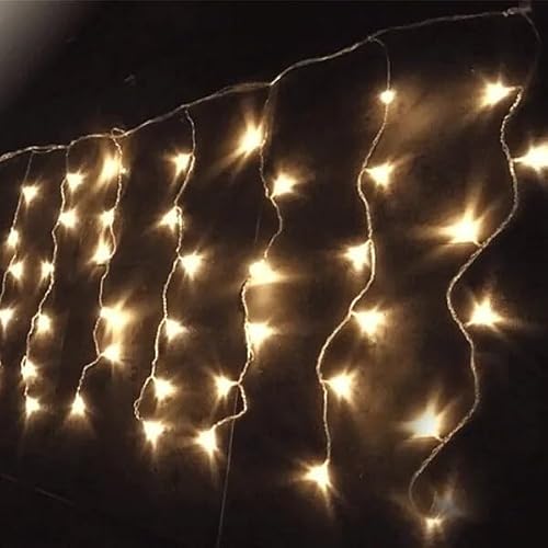 Blendend 3AA Battery Recessed Icicle String Lights, Warm White, 5m x 0.4m, Ideal for Holiday Decorations and Cozy Atmosphere