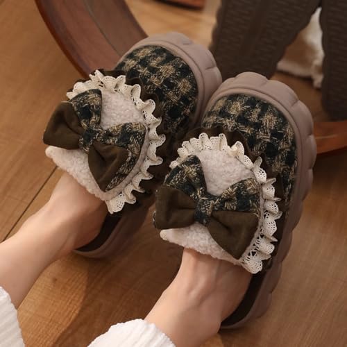 Cute Butterfly Knot Fuzzy Plush Winter House Slippers with Cozy Memory Foam Indoor Outdoor for Women2