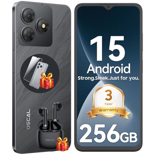 OSCAL FLAT 2 Mobile Phones,12GB+256GB/2TB Smart Phone, DokeOS-Android 15 PRO Octa Core, 90Hz 6.56" HD+, 5000mAh Dual SIM Unlocked Android Phones, Eye Comfort Mode, Fingerprint/Face ID/OTG/GPS, Black