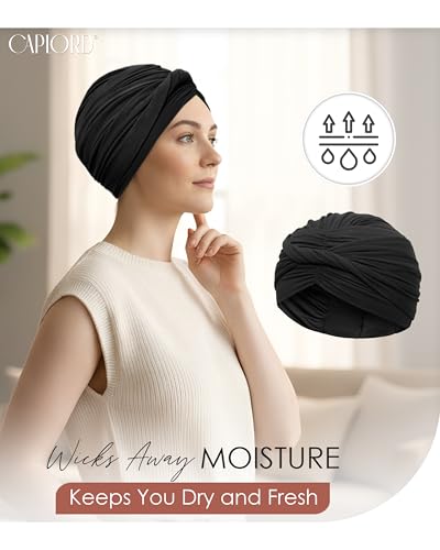 Soft Chemo Headwear for Women Hats for Cancer Patients Head Wraps Alopecia Head Coverings Chemotherapy Must Haves Care Gifts Womens Turbans Cancer Headwear for Women Chemo Beanies Black