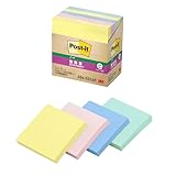 ポストイット 付箋 正方形 強粘着 ノート パステルカラー 75×75mm 90枚×5冊 654-5SSAP