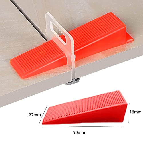 Wuuooei Fliesenkeile Nivelliersystem, 100 Stück Fliesenkeile PVC, Rot, Nivelliersystem Levello, Wiederverwendbar, Fliesen Werkzeug, Montagekeile für Fliesen 3-12 mm Dick