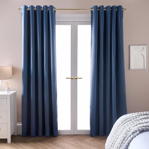 Dreamscene Blackout Curtains for Bedroom 46" x 72", Super Soft Thermal Insulated Curtain Decorative Winter Summer Blackout Eyelet Curtains for Living Room 2 Panels, Arctic Blue