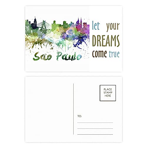 Cartes postales Sao Paulo Brésil aquarelle Dream Come True de collection lot de 20