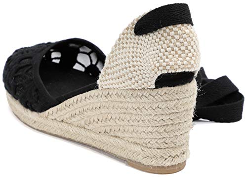 Image of Womens Espadrille Wedge Sandals Closed Toe Platform Lace Up Ankle Strap Slingback Summer Dress Shoes