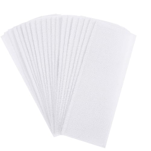 20pcs Cross Stitch Bookmark Kit 14 Count Embroidery Blanks Cotton Fabric Book Marker Cross Stitch Rectangle Embroidery Bookmark for Crosstitch Project 7.48x2.76in