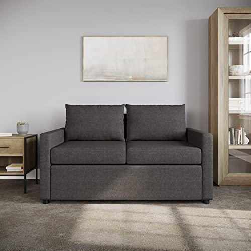 Ztozz Keln Convertible Sleeper Loveseat With Storage - 3 In 1 Folding Loveseat Sofa With Fabric Upholstery For Living Room, Bedroom Or Rv - Dark Gray Color #TOP3