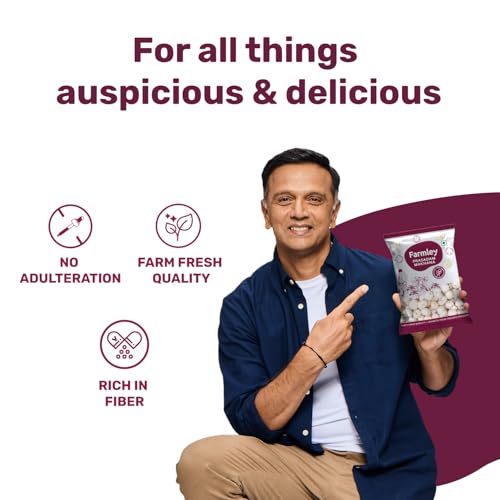 Image of Farmley Uncooked Phool Makhana Gluten Free | Raw Foxnuts, Popped Lotus Seed, 100% Natural & Crunchy, High Protein Nutritious Snack | Yoga & Ayurvedic Diet - 200 g (7oz) (200)