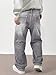 JMIERR Men's Wide Leg Jeans Vintage Baggy Jeans Casual Loose Fit Denim Pants with Pockets,US38(XL),Light Gray