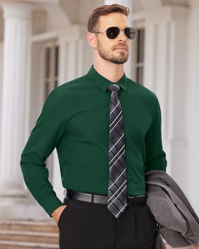 Image of Alimens & Gentle Men's Dress Shirts Long Sleeve Wrinkle Free Stretch Business Casual Wedding Button Down Shirt
