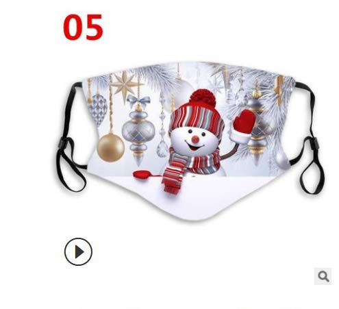 5Pack Cotton Christmas Mask for Children with Filter Pocket with 6 Pcs Replacement Filters-Washable Xmas Face Mask (Christmas Mask B)