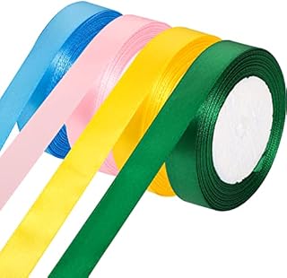 4 Rolls Christmas Decoration Ribbon, 20mm*100 Yard Pink Green Ribbon Double Sided Polyester Fabric Ribbon for Christmas Gift Wrapping Cake DIY Craft Hair Bows Balloon Party Wedding Decoration