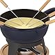 La Fonderie 1890, Fondue-Set aus Gusseisen für 6 Personen MONT JOUX, Käse- und Schokoladenfondues, 6 Gabeln mit Buchenholzgriffen, Sockel aus Naturholz, Kapazität 1,8L