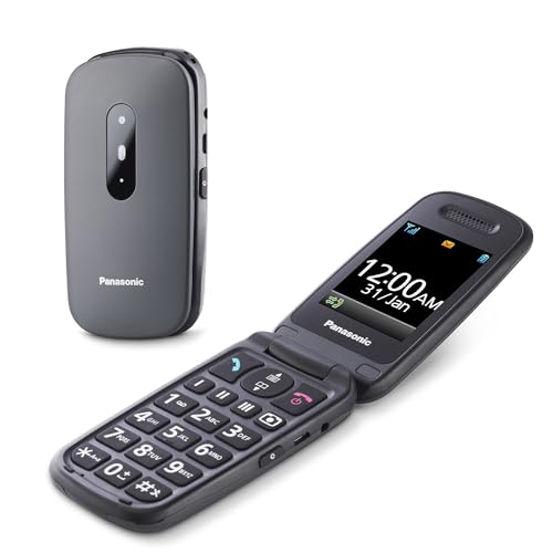 Panasonic KX-TU446 telefon z klapką (połączenia priorytetowe, wyświetlacz 2.4", podświetlane przyciski, długa praca baterii, odporność na wstrząsy), szary
